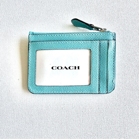 COACH Faded Blue Crossgrain Leather Mini Skinny ID Holder - Picture 3 of 3